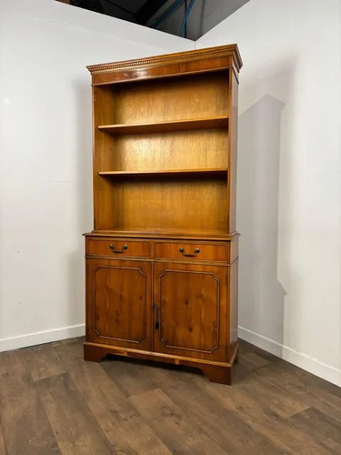Reproduction yew wood bookcase - wood,