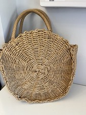 Handbag round straw rattan