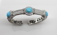 Judith Ripka Classic Turquoise Sterling Silver Bracelet, 7 inch Hinged