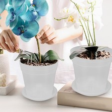 Diameter 120mm 5x Orchid Pots With HoleSaucers Indoor Clear Plastic Plant Po HOT