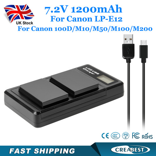 E12 battery dual - lp-e12, charger