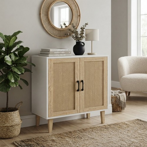 Versatile white rattan buffet - white,