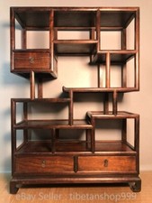 28.8" Old Chinese Rosewood Carved Dynasty Show Storage Cabinet Cupboard Chest