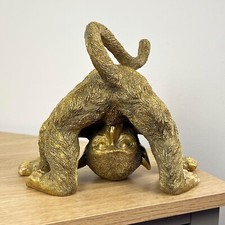 Modern Living Room Ornament Large Gold Rude Cheeky Monkey Figurine Statue Gift