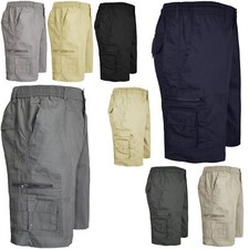 Mens Cargo Shorts Summer Casual Cotton Elasticated Combat Pants M L XL 2XL 3XL