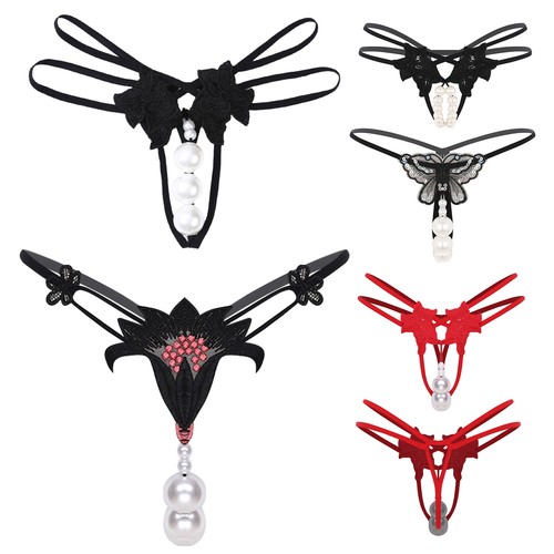 Women lace pearl thong - lace,