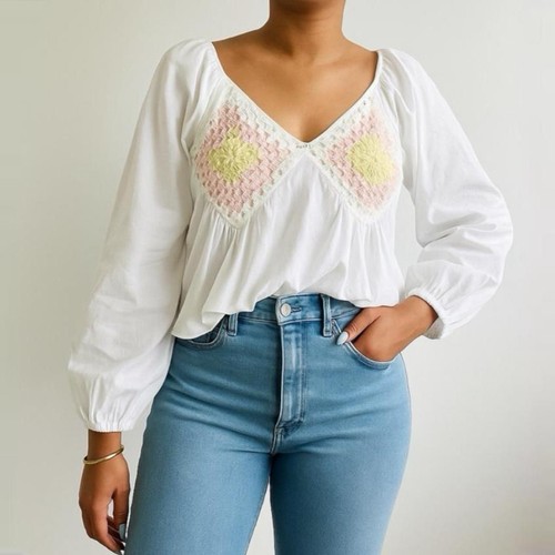 Asos white neck - v, crochet