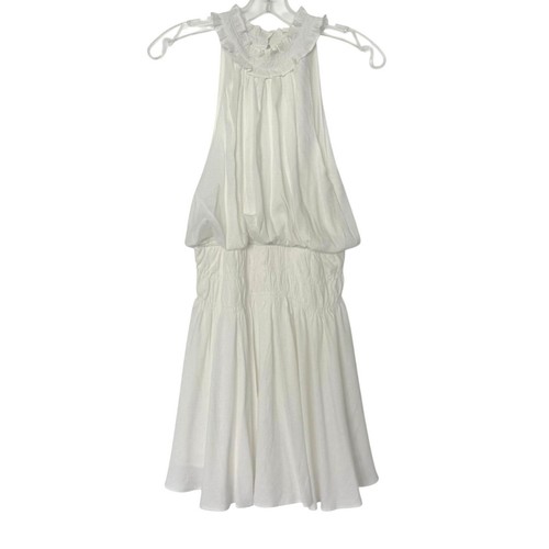White halter drop waist - white, dress