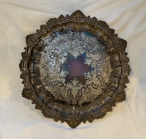 Antique silver salver - antique,