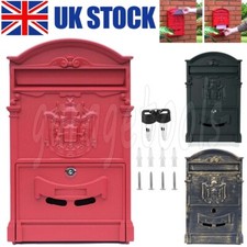 Large Vintage Outdoor Lockable Letter Post Box Mailbox Wall Mounted Secure Mail