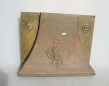 Victorian Brass Fire Front Hood Canopy Art Nouveau Fireplace Old Vintage Antique