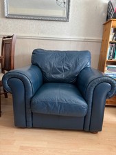 Leather sofa 3 seats +1 seat colour blue  used  collection only