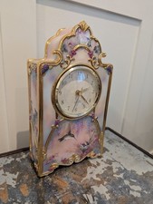 Garden Whispers 2001 Heirloom Porcelain Clock. Hummingbirds, Wisteria blossom