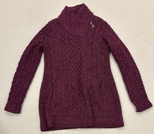 Aran Crafts Women’s Asymmetric Coat Purple 100% Merino Wool Size M