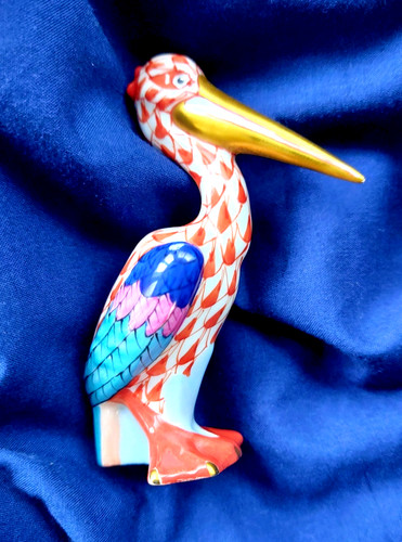 Herend porcelain stork pelican - herend,