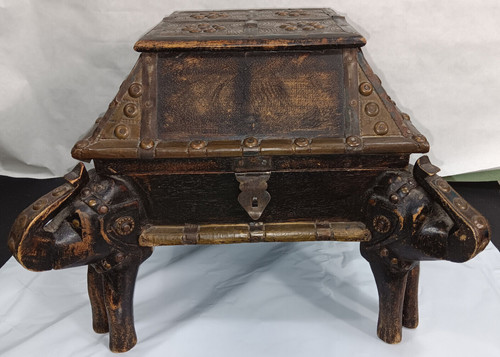 Wooden carved elephant box - wooden,