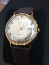 Vintage Timex Day-Date Watch • Gold Tone • Manual Wind • 1970s •