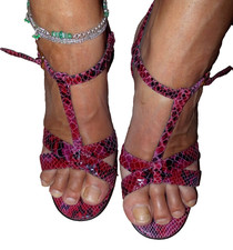 vintage Bertie dark pink snakeskin t bar strappy heels   6