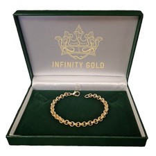 6mm Belcher Bracelet 9ct Gold GF Diamond Cut 8inch Patterned Belcher