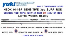 YUKI NEOX 911 SF SENSITIVE TORZITE 3pc SURF ROD SLHMC CARBON BEACHCASTER ROD