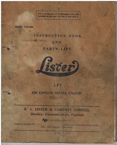 Lister lp1 industrial diesel - lister,