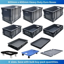 600mm x 400mm Heavy Duty Stacking Euro Storage Industrial Crates Boxes - 8 Sizes