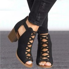 WOMENS LADIES LOW WEDGE HEEL