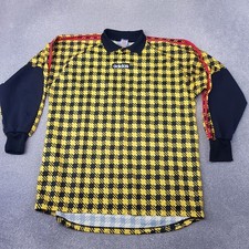 Vintage Adidas Football Shirt XL Yellow Black Check Goalkeeper Template 1997 VTG