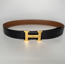 HERMES Gold H Reversible Black