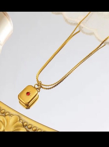 Gold plated locket - gold-plated, necklace
