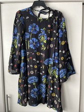 Anthropologie Maeve Lucinda Dark Floral Dress Size M Silk Swingy Tunic Black