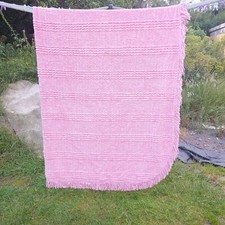 Vintage St Michael Pink Cotton Fringed Candlewick Double Bedspread  234 x  280cm