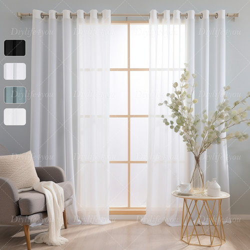 Voile curtains pair - voile, (2