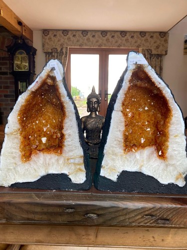 Citrine geode pair 400 - citrine,