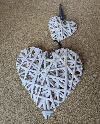 White wicker heart hanging - wicker,