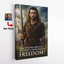 Your Picture To Custom Braveheart Portrait Personalised Scotland Canvas Art Gift