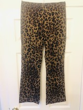 New Ladies Zara Leopard Print flare leg Trousers UK Medium