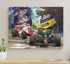 Ayrton Senna  Alai Prost 24x18 inch stretched canvas print by Greg Formula 1
