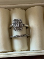 H Samuel 9ct White Gold halo Bridal Set