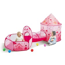 VEVOR Princess Girls Pop up Castle Kids Play Tent & Tunnel Set with Case