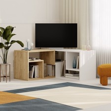 GLIS Corner or Wall TV Stand – 145cm Wide Media Unit with Open Shelves – Modern