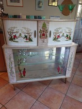 Vintage 1960s Mid Century Bar Cocktail bar Oriental Hand Painted Glass Doors