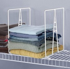 6 x Home Organisation Wire Shelf Dividers Separator Wardobe Shelves White Steel