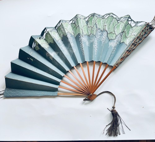 Hand painted large antique fan - antique,
