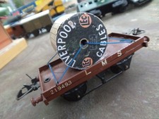 Hornby Series LTD Flat Car Cable Holder in BE Full Use Sheet Metal Wheels