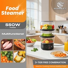 SUPERLEX 7.5L Electric Food Steamer Vegetable Steamer Healthy Food w/ Rice Bowl