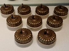9 Pc Vintage Old Melon Brass & Ceramic Porcelain Light Electric Switches Button