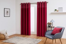 Curtains Crushed Velvet Top With Faux Silk Base - Eyelet Ring Top - Fully Lined