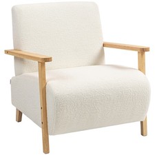 HOMCOM Armchair, Sherpa Fabric Accent Chair with Wood Legs for Living Room