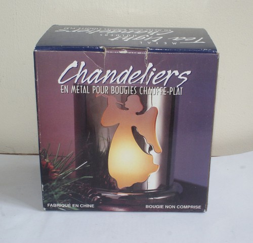 Silver metal angel tea light - angel,